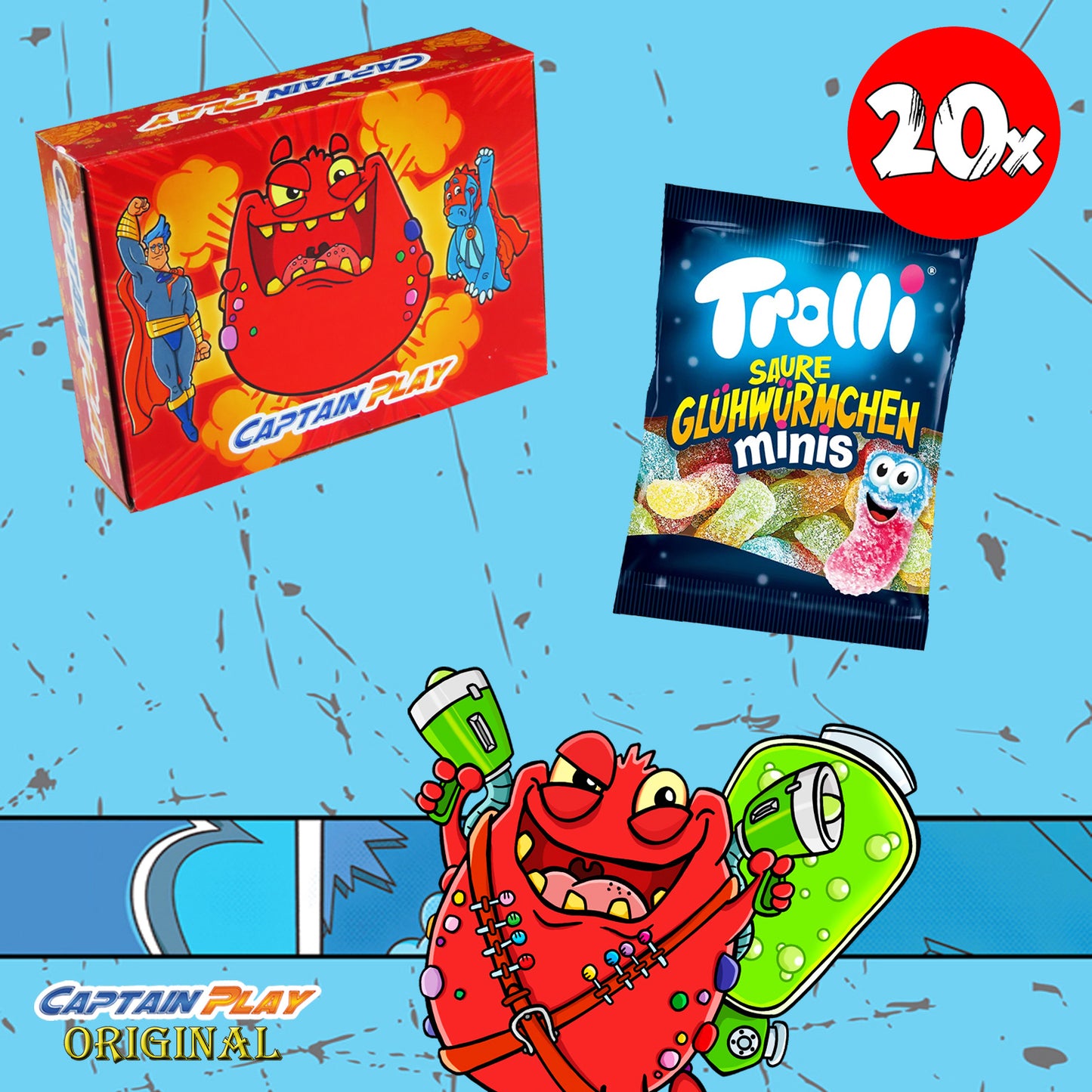 Trolli Saure Glühwürmchen Sparpack mit 20 Mini Beutelchen, 400g