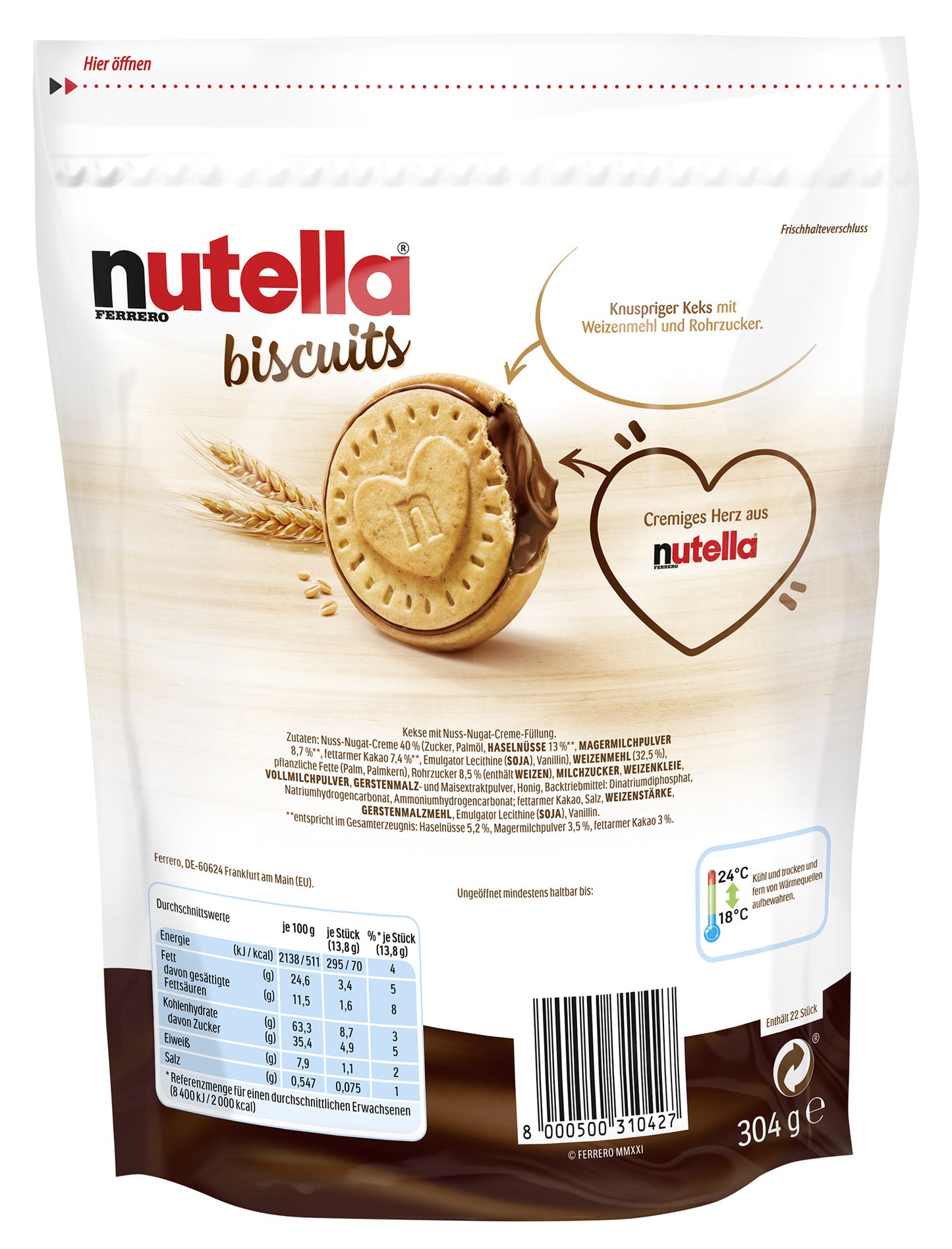 Nutella Biscuits 10 x 304g Beutel - EPAL mit 56 UK