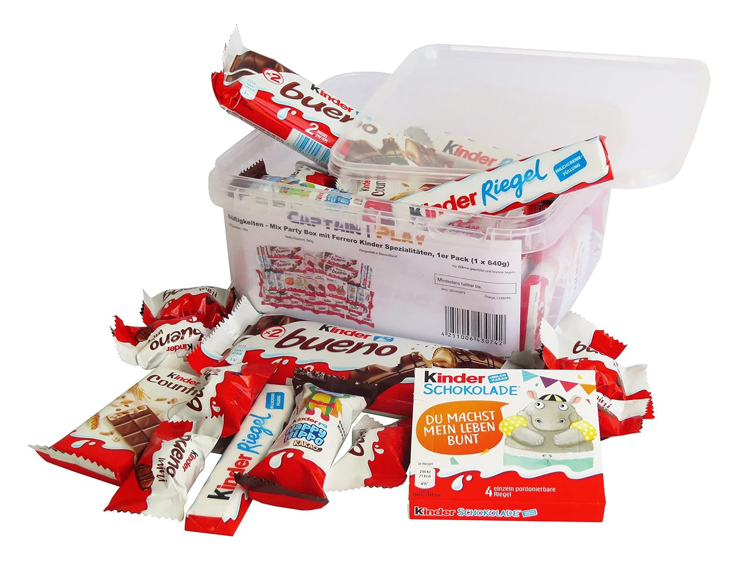 CAPTAIN PLAY Mix Party Box mit Ferrero Kinder Spezialitäten, 1er Pack (1 x 640g)