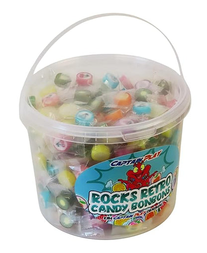 Party Bucket mit Rocks Retro Candy Bonbons in Einzelverpackung (1 x 1 kg)