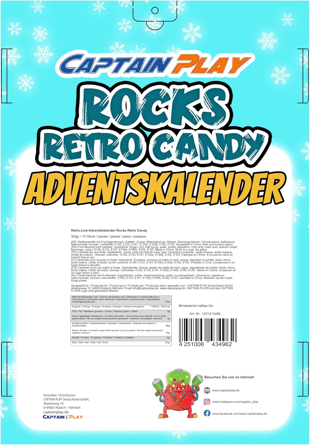 CAPTAIN PLAY Rocks Bonbons Adventskalender 2025 - 300g