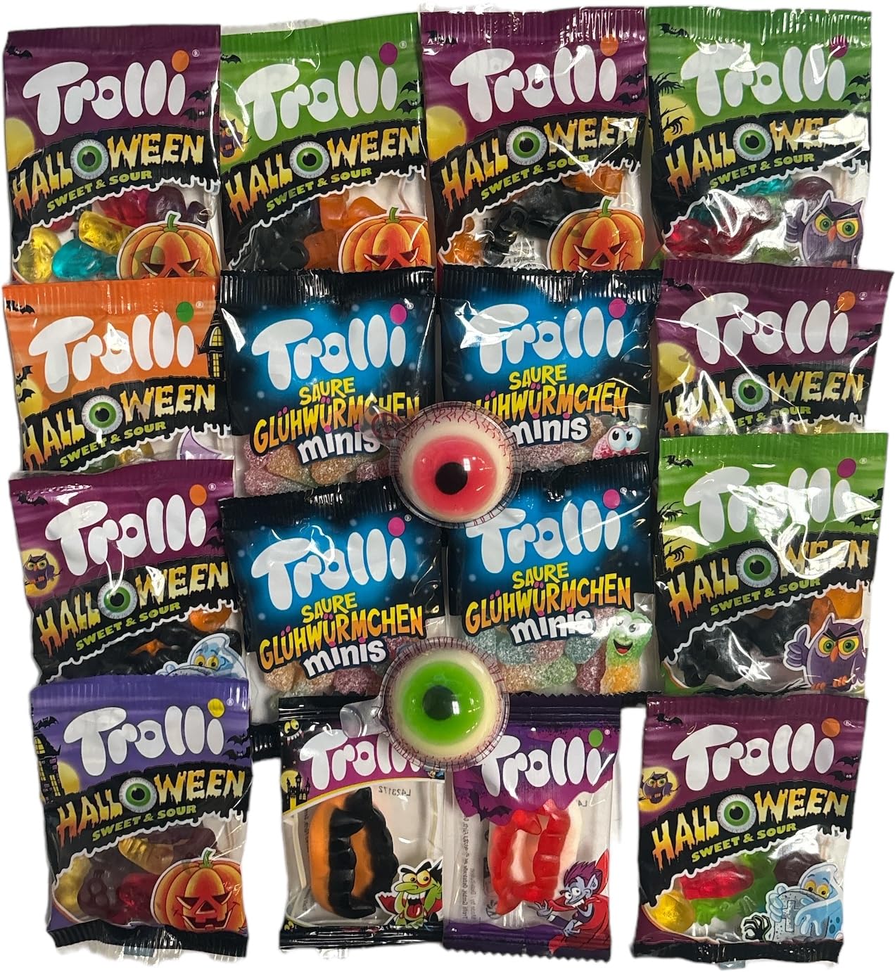 Trolli Halloween Süßigkeiten, 18 Teile Sparpack mit 4 Sorten, 350g