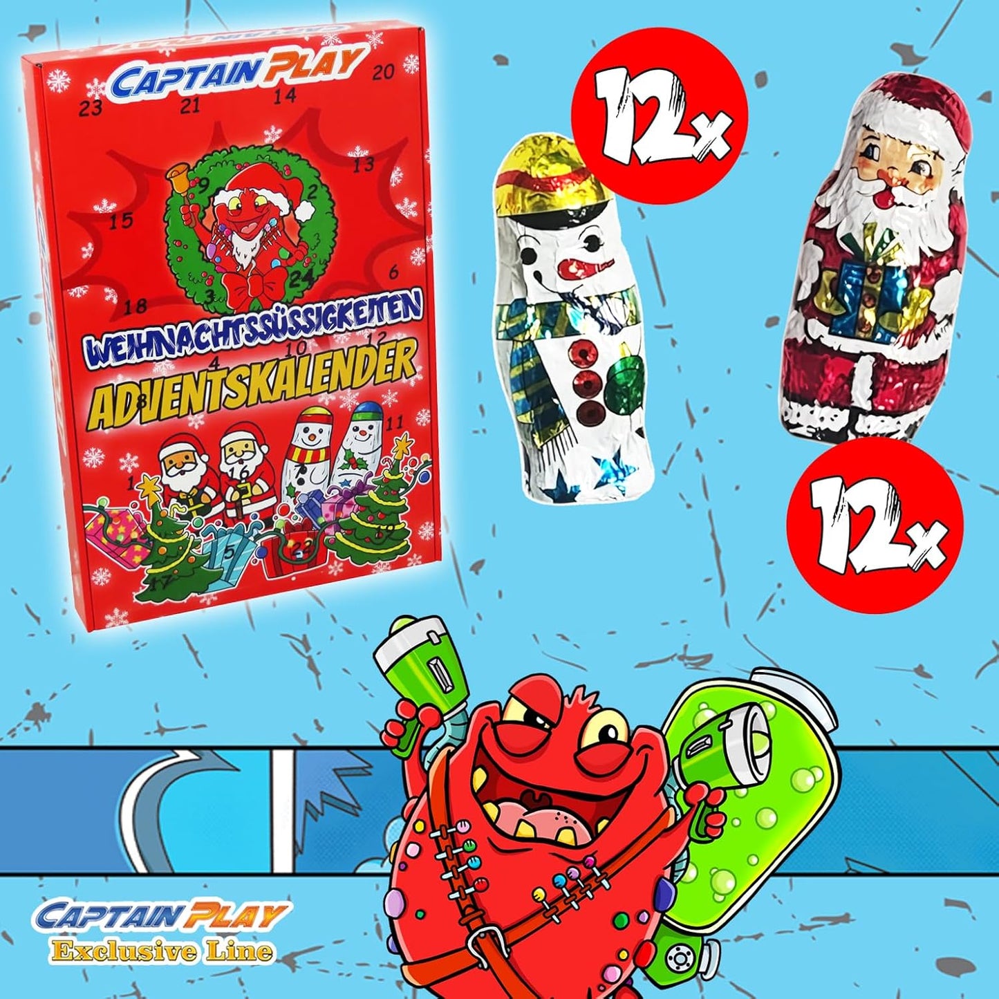 CAPTAIN PLAY Weihnachts Süßigkeiten Adventskalender 2025 - 168g