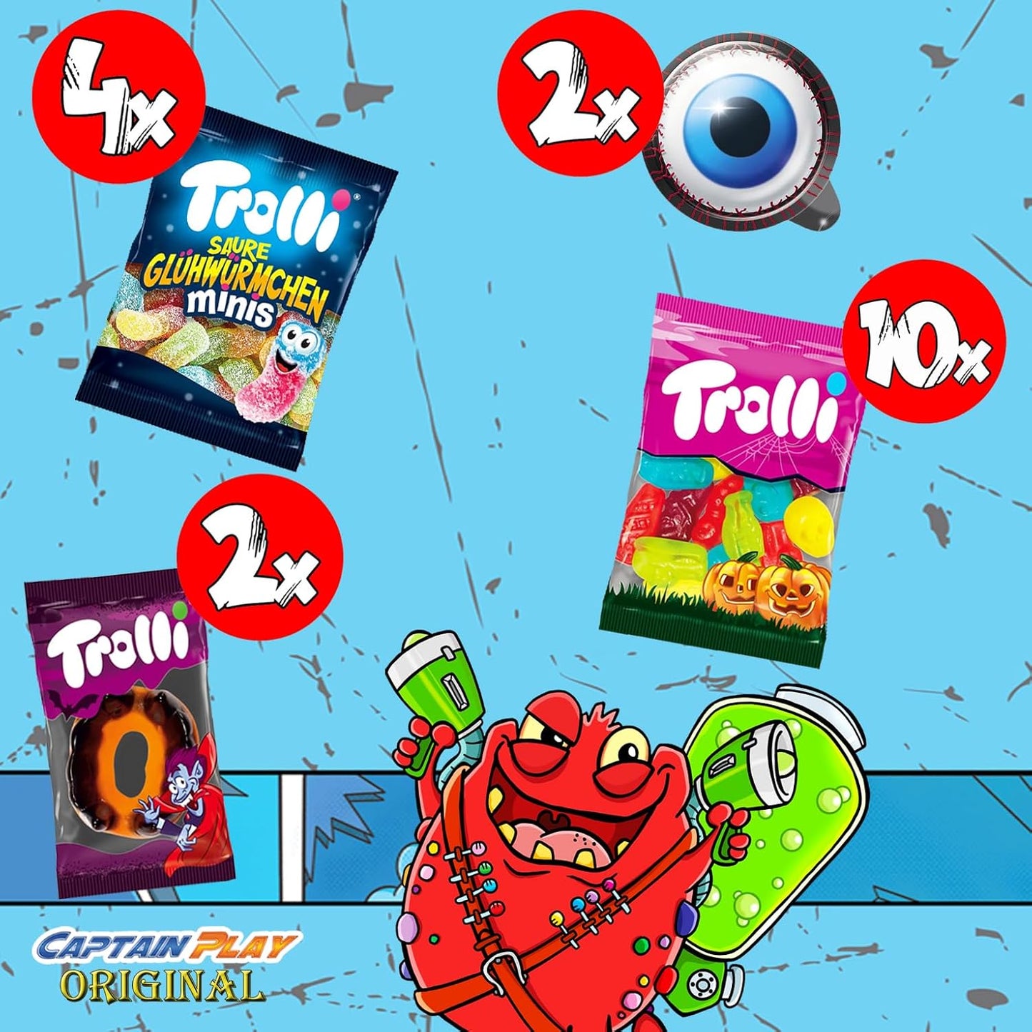 Trolli Halloween Süßigkeiten, 18 Teile Sparpack mit 4 Sorten, 350g