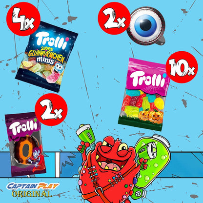 Trolli Halloween Süßigkeiten, 18 Teile Sparpack mit 4 Sorten, 350g