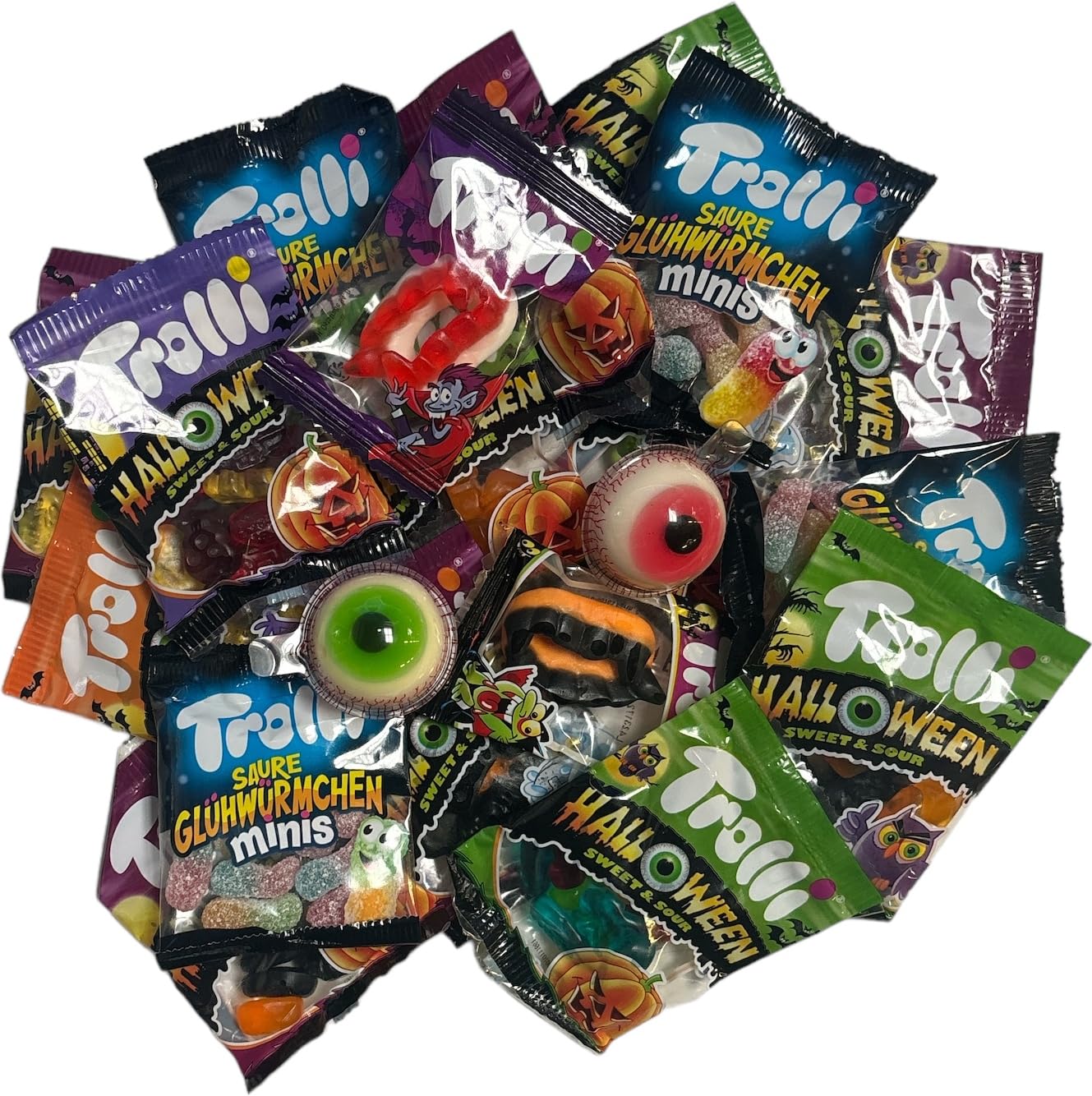 Trolli Halloween Süßigkeiten, 18 Teile Sparpack mit 4 Sorten, 350g