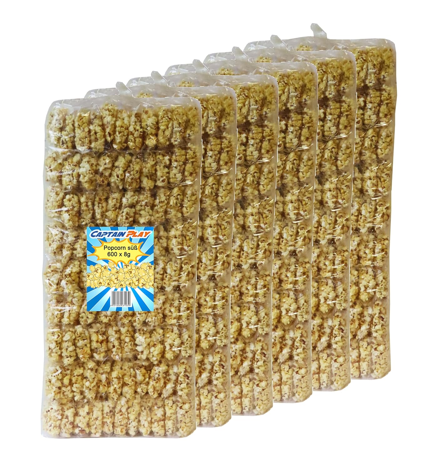 CAPTAIN PLAY Popcorn süß, 100 Mini Beutel, Wurfmaterial Karneval 100 x 8g