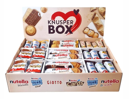 Ferrero Knusper Box mit 74 Teilen in 6 Sorten, mit Kinder Cards, Nutella Biscuits, Kinder Happy Hippo, Nutella B-Ready und Giotto, 1er Pack (1 x 1,8kg)