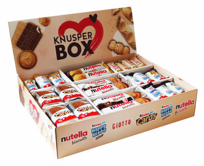 Ferrero Knusper Box mit 74 Teilen in 6 Sorten, mit Kinder Cards, Nutella Biscuits, Kinder Happy Hippo, Nutella B-Ready und Giotto, 1er Pack (1 x 1,8kg)