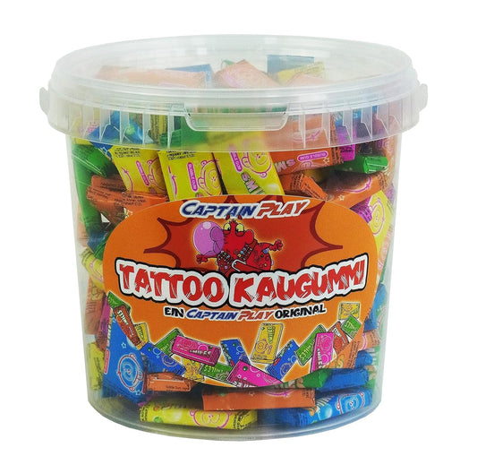 CAPTAIN PLAY Party Box Tattoo Kaugummi 475g