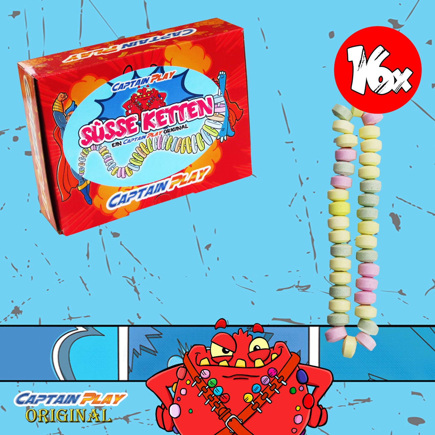 CAPTAIN PLAY Sparpack mit 16 Süße Ketten in Einzelverpackung