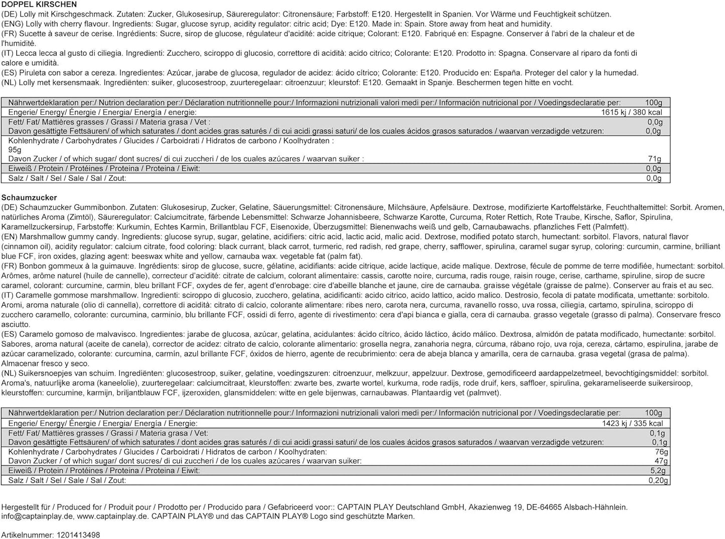 CAPTAIN PLAY EHRENLOS Adventskalender 2025 - 315g