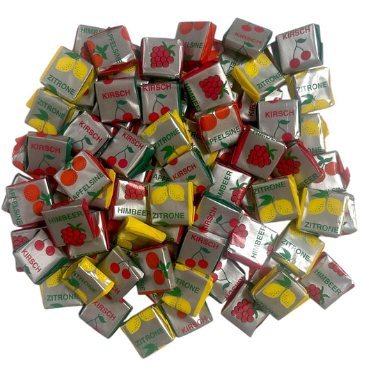 CAPTAIN PLAY Fruchtkaramellen Sparpack, 100 Stück Fruchtkaramellen Kaubonbons, 250g