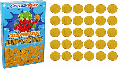 CAPTAIN PLAY Goldmünzen Schokolade Adventskalender 2025 - 250g