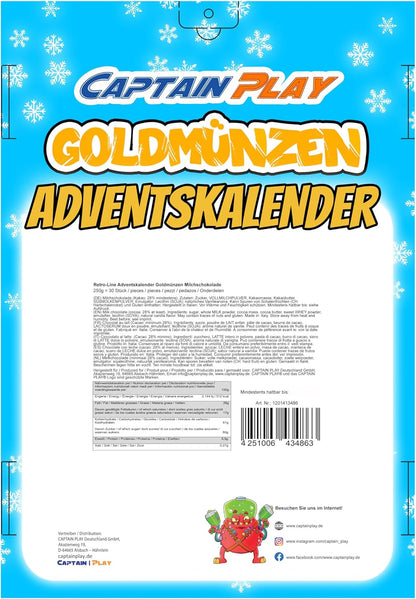 CAPTAIN PLAY Goldmünzen Schokolade Adventskalender 2025 - 250g