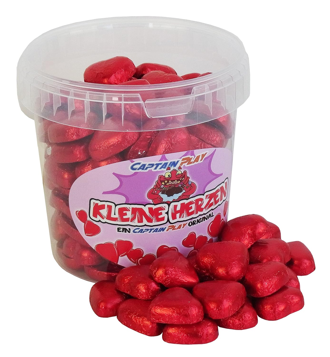 CAPTAIN PLAY Herz Schokoklade Bucket, 700g