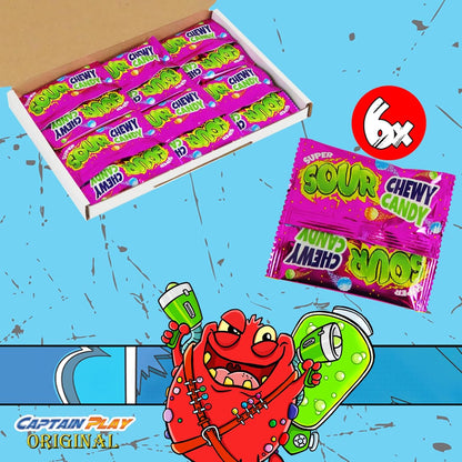 CAPTAIN PLAY Saure Süßigkeiten Kaubonbon Kügelchen, 6 Beutelchen 90g