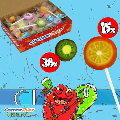 CAPTAIN PLAY Retro Süßigkeiten Bonus Pack mit Rocks Bonbons und Lutscher Mix, 50 Teile in Einzelverpackung 300g
