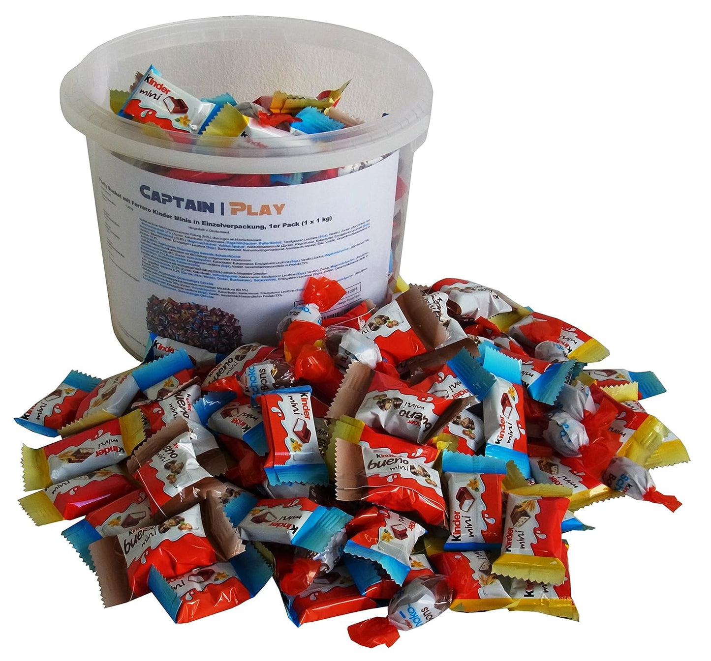 Party Bucket mit Ferrero Kinder Minis in Einzelverpackung, 1er Pack (1 x 1 kg)