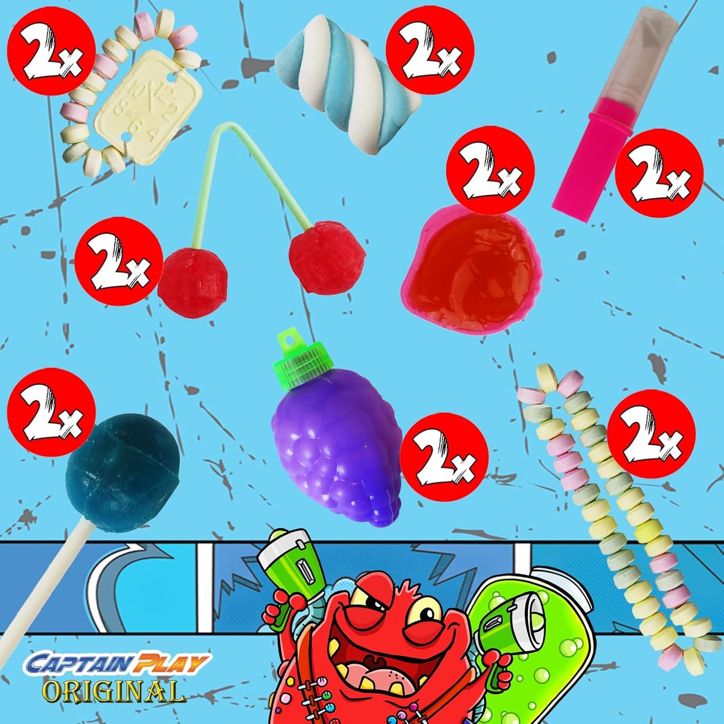 CAPTAIN PLAY Retro Süßigkeiten Probierpaket, 16 Teile 136g