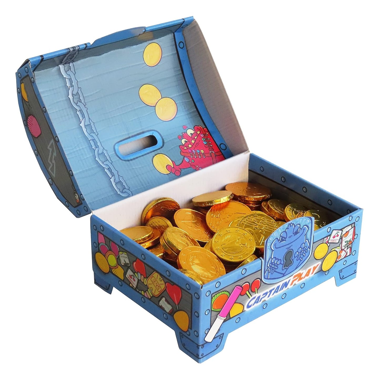 CAPTAIN PLAY Schatztruhe mit Goldmünzen Schokolade, 700g