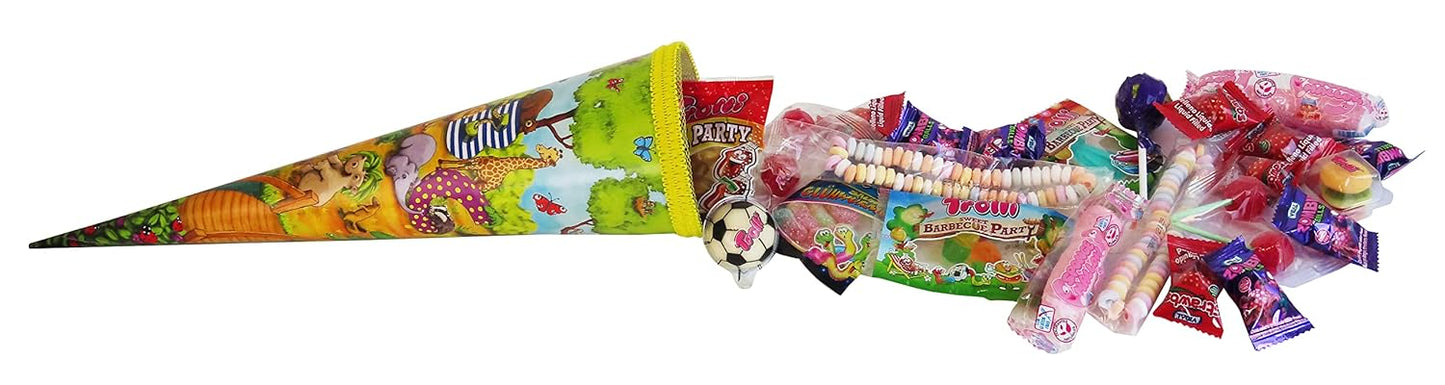 CAPTAIN PLAY Schultüte Fabelhafte Tierwelt 35cm gefüllt mit Süßigkeiten ohne Schokolade (20-teilig)