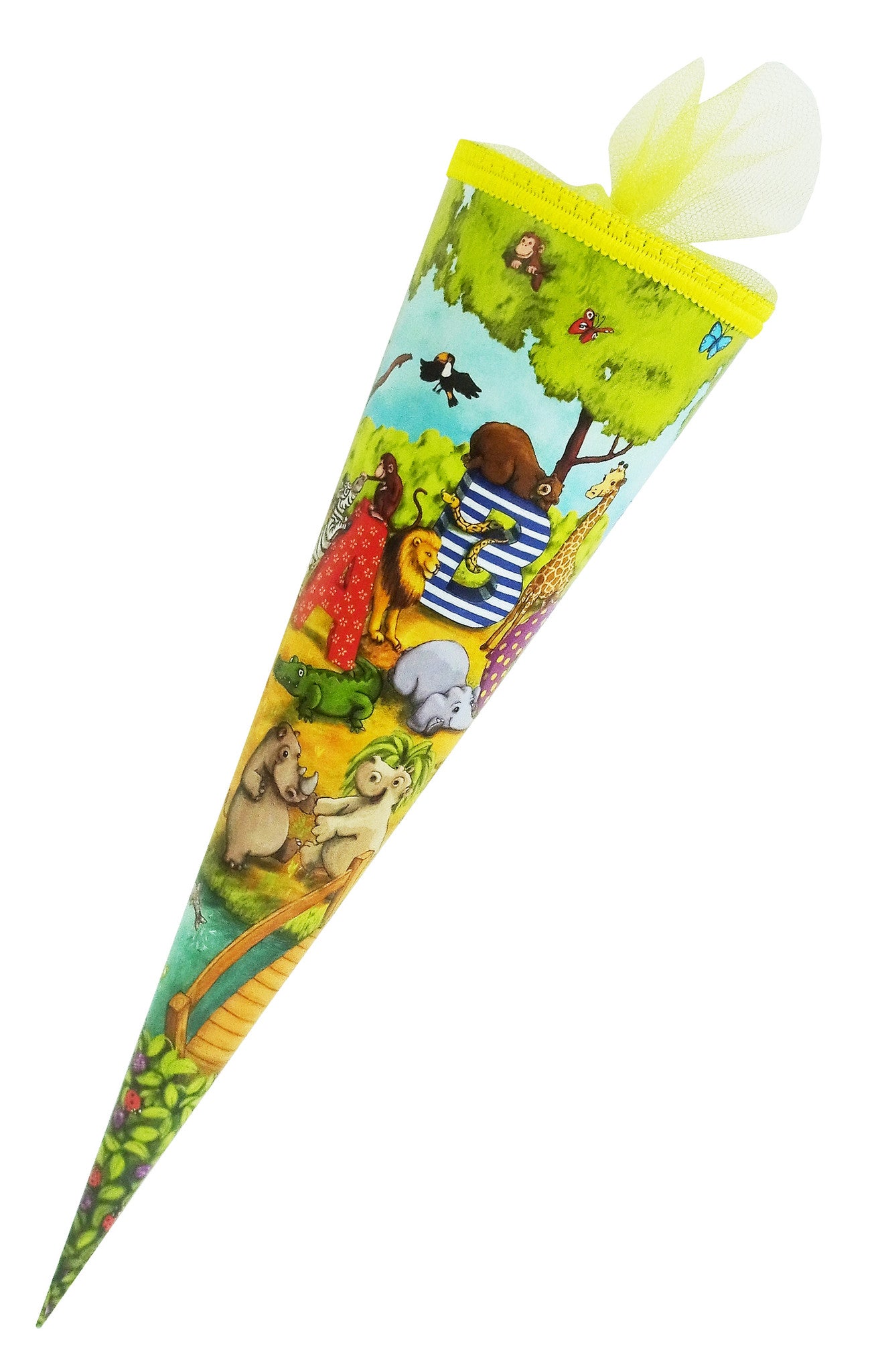 CAPTAIN PLAY Schultüte Fabelhafte Tierwelt 35cm gefüllt mit Süßigkeiten ohne Schokolade (20-teilig)