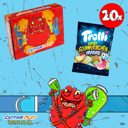 Trolli Saure Glühwürmchen Sparpack mit 20 Mini Beutelchen, 400g